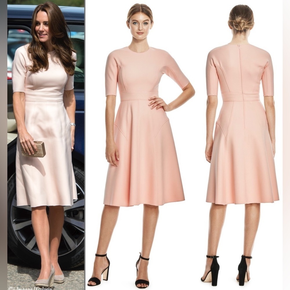 Lela Rose / Kate Middleton DOUBLE FACED TWILL ELBOW SLEEVE DRESS pink 12 - Picture 3 of 10
